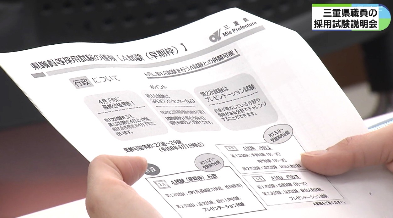 過去最低の2.2倍　経験者採用の年齢枠広げるなど対策も　三重県職員の採用説明会