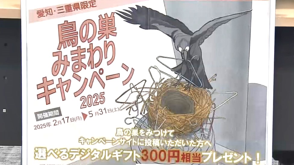 電柱に作られている「鳥の巣」を見つけたらデジタルギフト贈呈　中部電力パワーグリッドのキャンペーン